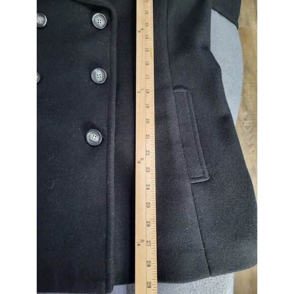 Old Navy Women's LG Black Wool Blend Peacoat Classic Preppy - Picture 5 of 8